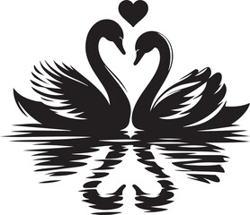 Swan love vector silhouette 