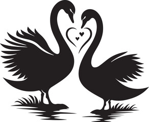 Swan love vector silhouette 