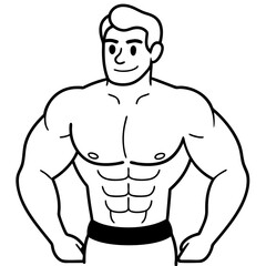 Man sport strength line art vector