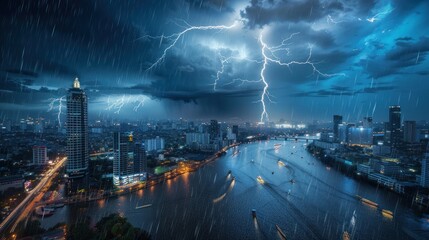 Cityscape Under a Stormy Sky