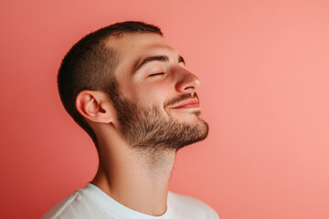 Fototapeta premium A close up of a man's face with his eyes closed