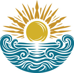sea and sun vector silhouette