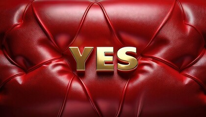 Bold Golden YES on Luxurious Red Leather Background