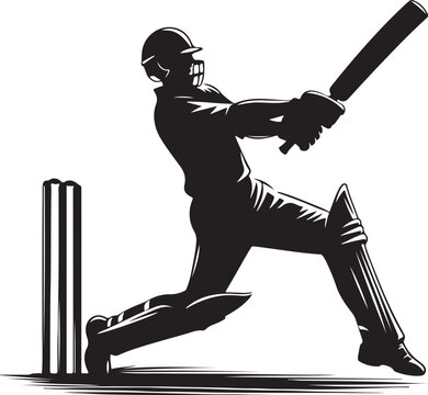 recommend clip art: batsman playing cricket vector silhouette