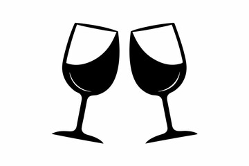 Wine glasses silhouette vector, wine icon, cheers with wine glasses. vector illustration

