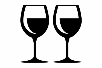 Wine glasses silhouette vector, wine icon, cheers with wine glasses. vector illustration
