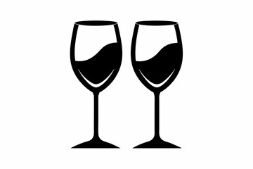 Wine glasses silhouette vector, wine icon, cheers with wine glasses. vector illustration
