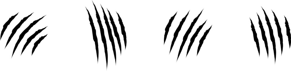 Animal Claw scratches icons set vector. Claws silhouette, claw marks