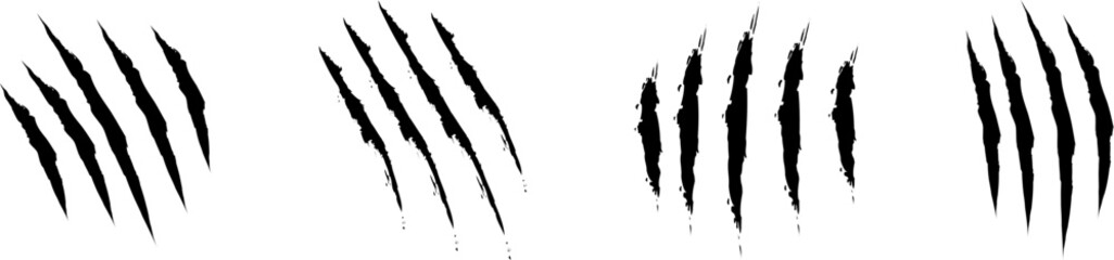Animal Claw scratches icons set vector. Claws silhouette, claw marks