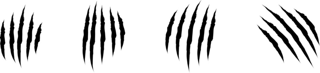 Animal Claw scratches icons set vector. Claws silhouette, claw marks
