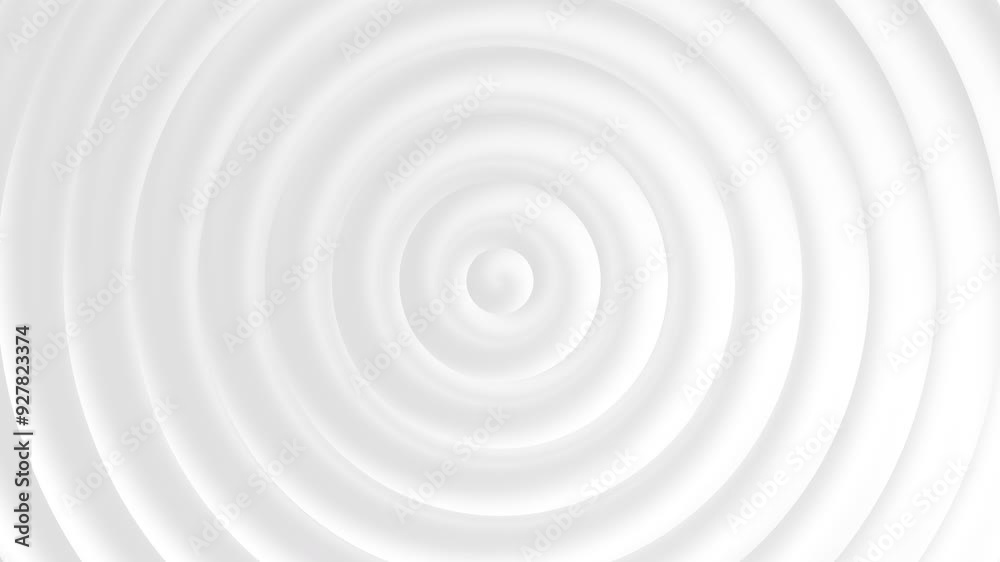 Poster Abstract circle radial loop background in white and gray colours. 3d bg kinetic animation, corporate sphere style design with delight