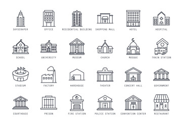 Set of building icons vector illustration. icons bundle isolated on white background
