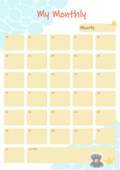 Summer daily, weekly and monthly undated planner