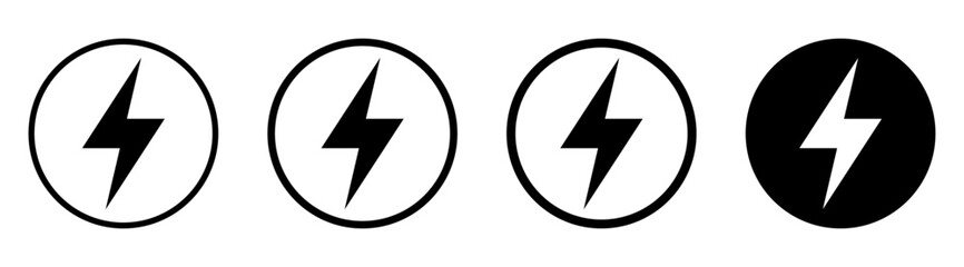 Lightning, electric power icon. Energy and thunder electricity symbol. Lightning bolt sign in the circle.