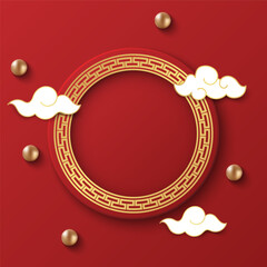 Chinese background, decorative classic festive red background, vector illustration