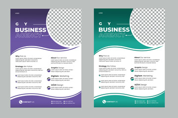 Corporate business flyer template design set with blue, orange, red and yellow color. marketing, business proposal, promotion, advertise, publication, 