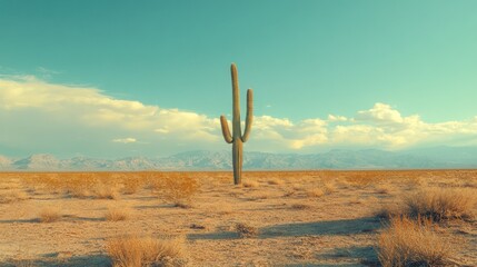 Lone Cactus in the Desert