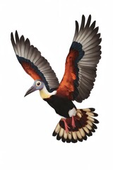 Obraz premium Hoatzin Bird Flying on a White Background, Photo Realistic, Wallpaper, Cover and Screen for Smartphone, Cell Phone, Computer, Laptop