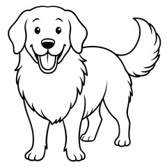 Signs of a Happy Golden Retrievers line art vector