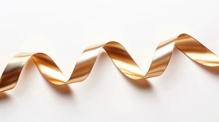 Shiny golden ribbon coil on white background for text or announcement
