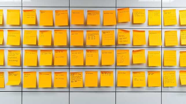 yellow notes on wall