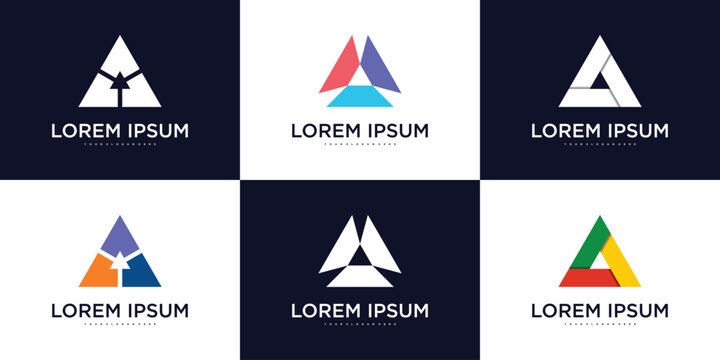 Collection of company logo design elements, abstract triangle. Premium Vector