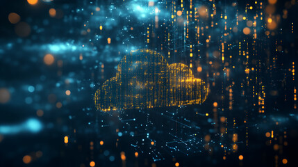 Obraz premium Digital informational technology web futuristic glow Digital data processing technology Background with code. Futuristic technology concept, Generative AI 