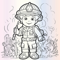 Firefighter Coloring Page For Kids 