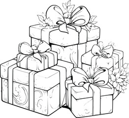 Gift box coloring pages Drawing Vector File for kids