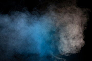 White steam on a black background.