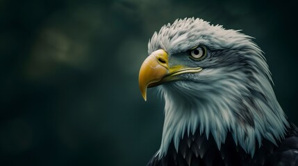 Obraz premium Closeup of an eagle's head and neck with sharp focus on the eye.