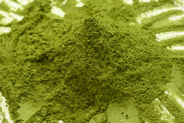 Matcha tea, matcha powder isolated on a white background.