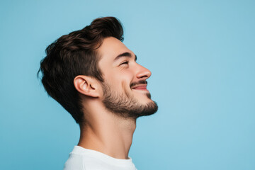 Fototapeta premium A close up of a man's face with his eyes closed