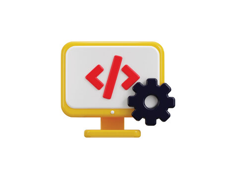 Computer and program code development coding icon screen IT technologies website programming project data programming software engineer icon
