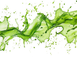 Splash of green liquid on a white background