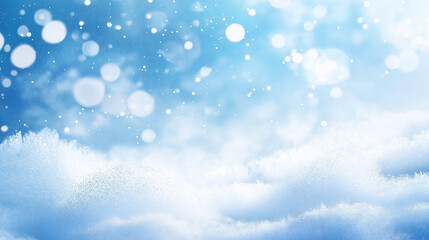 Naklejka premium Abstract blue background with falling snowflakes and bokeh lights. Christmas or New Year concept 