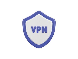 Safe VPN icon with protect shield icon concept of internet security icon 3d render