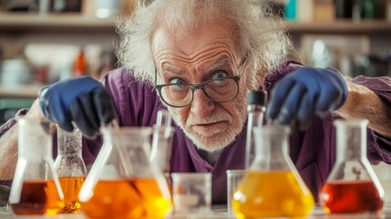 Senior conducting a high-fidelity chemistry experiment in a laboratory setting