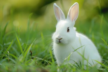 Obraz premium A white bunny on a farm