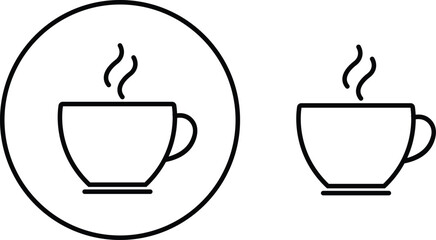 Coffee cup icon set. Tea cup vector black flat and line sign collection isolated on transparent background. Mocha symbol or logo Takeaway concept. Hot drink coffee symbol. Editable stroke for web app