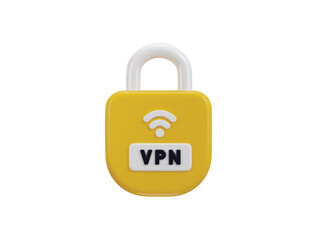 vpn icon with padlock icon 3d render concept of protected private network