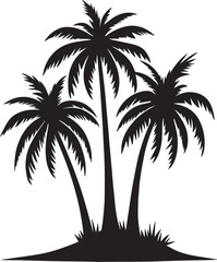 Coconut tree silhouette vector art illustration