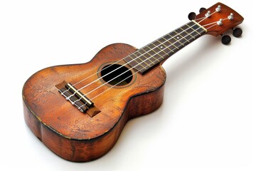 Fototapeta premium Old ukulele against white background