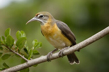 Fototapeta premium Lyrebird Perched on a Branch in Nature, Realistic Photo, Wallpaper, Cover and Screen for Smartphone, Cell Phone, Computer, Laptop