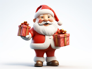 Funny Santa Claus cartoon on white background. Time to celebrate Christmas
