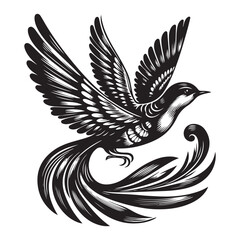 Bird Silhouette Vector Art Illustration