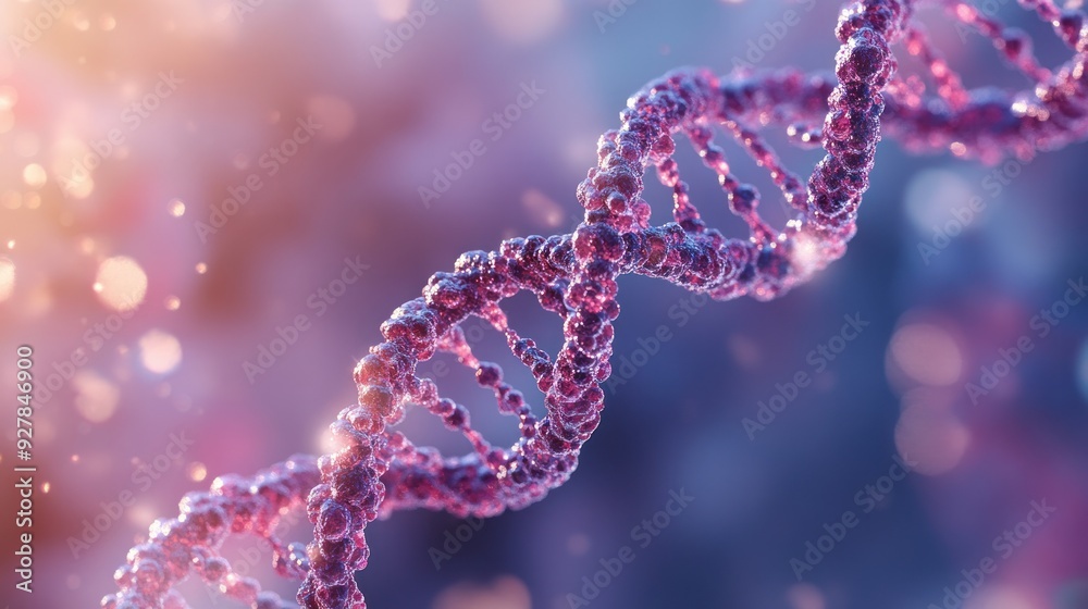 Wall mural dna helix against a soft blue and pink background