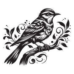 Bird Silhouette Vector Art Illustration