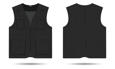 Black outdoor vest mockup. Vector illustration © Ancala