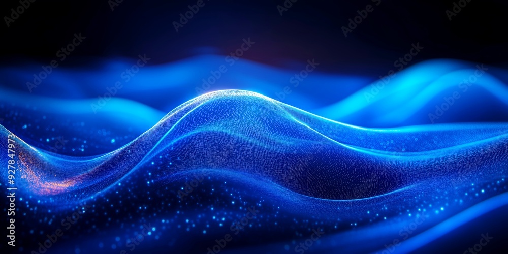 Wall mural abstract blue lines on a dark background for high-definition technology and futuristic design concep